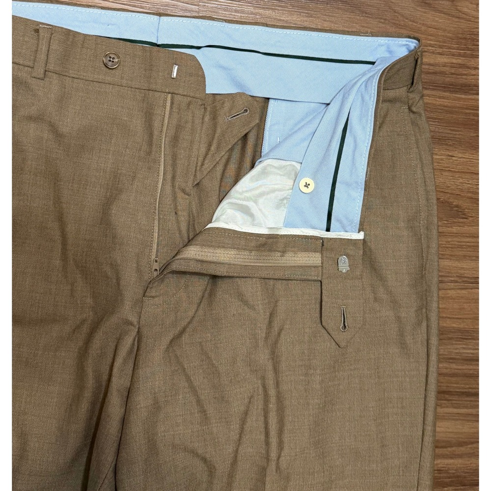 VTG Brooks Brothers Country Club Madison Saxon Wool Dress Pants Tan Sz 39x34 - Picture 10 of 11